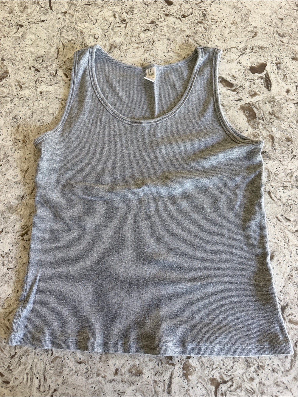 Fortuna Valentino Grey Ribbed Tank Top - Casual Women’s Layering Tee